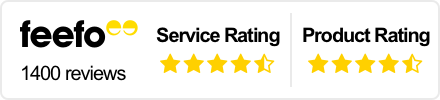 Feefo review combined stars white 1400 reviews