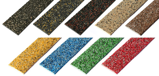 Anti-slip decking strips in multi colour finishes, 50mm and 90mm sizes. Anti-slip decking strips multi colour decorative range.