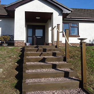 Providing safety on a very steep garden slope. Providing safety on a very steep garden slope.