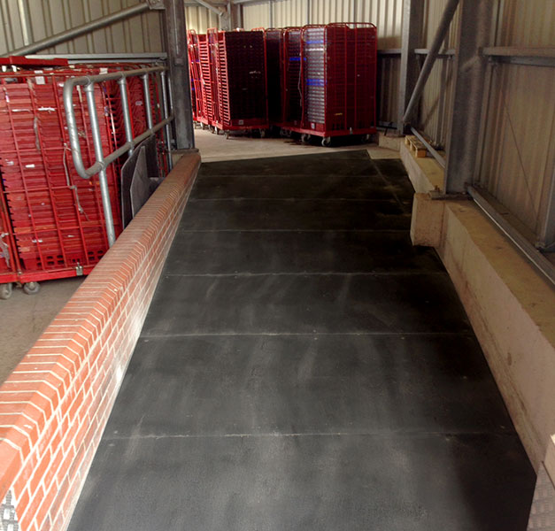 High use factory ramp and walkways with non-slip areas. High use factory ramp and walkways with non-slip areas.