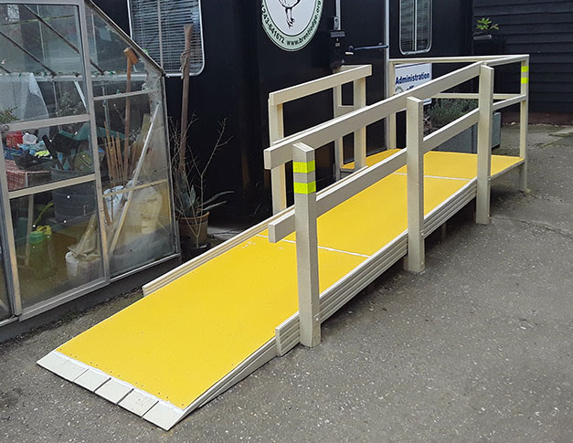 High visibility yellow floor covers create an anti-slip surface. High visibility yellow floor covers create an anti-slip surface.