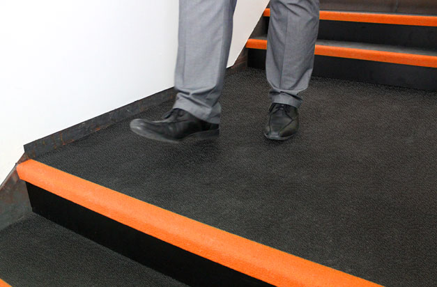 High-vis colours for factory stairs installation High-vis colours for factory stairs installation