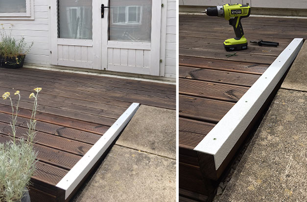 Highlighting decking and access ramp edges with stair nosing. Highlighting decking and access ramp edges with stair nosing.