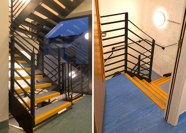 “Stair Nosings were pre-drilled with colour-matched screws. Fitted over a vinyl sheet flooring using both a grab-adhesive and the enclosed screws.“ “Stair Nosings were pre-drilled with colour-matched screws. Fitted over a vinyl sheet flooring using both a grab-adhesive and the enclosed screws.“