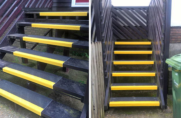 Entrance stairway installation with Stair Treads. Entrance stairway installation with Stair Treads.