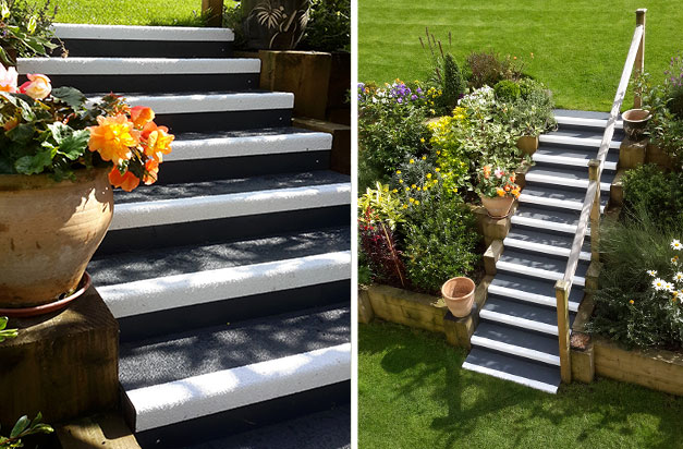 “Standard duty anti-slip stair treads in dark grey with white nosing and smooth dark grey stair riser plates. Great product. Fitted in under two hours and look the part.” Seddon Standard duty anti-slip stair treads in dark grey with white nosing and smooth dark grey stair riser plates. Great product. Fitted in under two hours and look the part.” Seddon
