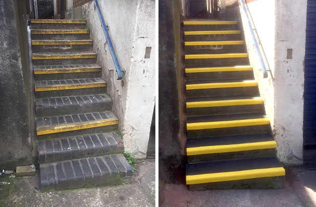 “Just finished installing new Safe Treads steps and very pleased with the result. Photos showing before and after the installed treads.” K Clark. “Just finished installing new Safe Treads steps and very pleased with the result. Photos showing before and after the installed treads.” K Clark.