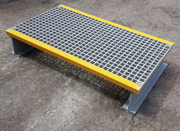 Bespoke GRP step-over platform for walkways and dangerous obstructions Bespoke GRP step-over platform for walkways and dangerous obstructions