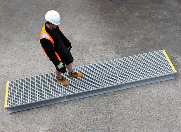 Bespoke GRP modular platforms connected for pathways and cabling Bespoke GRP modular platforms connected for pathways and cabling